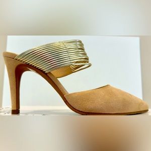 Brenda Zaro! Nude Suede Heel w/Metallic! Size-6.5/36.5-Made in Spain!🇪🇸